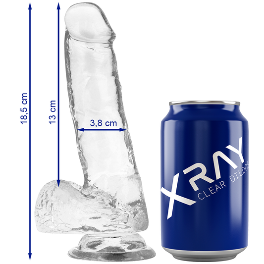 Dildo Transparente X Ray con Bolas 18,5 cm -o- 3,8 cm