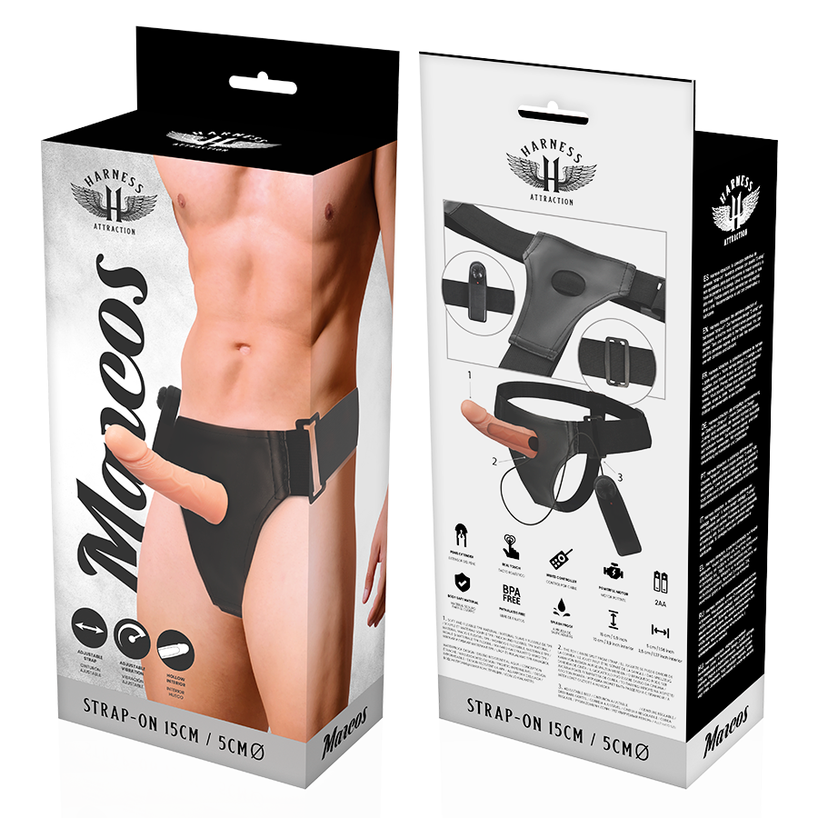Arnés Attraction Rnes Estructuras Huecas Con Vibrador 15 Cm -o- 5 Cm
