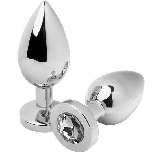 Metal Hard Plug Anal Diamante Médio Transparente 7,62cm