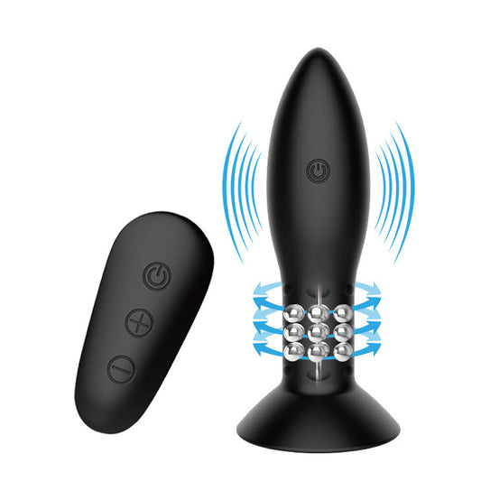Mr Play Plug Com Controle Remoto de Bolas Rotativas Pretas