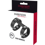 Darkness - Anel de Pénis e Testículos Ajustveis Em Couro
