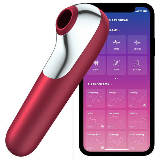 Satisfyer Vibrador y Succionador Dual Love Con Aire Pulsado Rojo