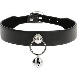 Coquette Chic Desire - Colar de Couro Vegano Acessório Mulher Chocalho/Aro