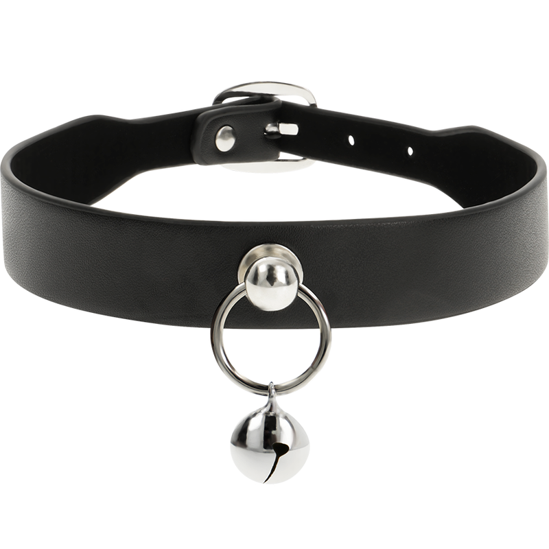 Coquette Chic Desire - Colar de Couro Vegano Acessório Mulher Chocalho/Aro