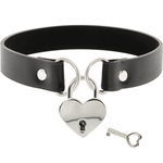 Coquette Chic Desire - Colar de Couro Vegano com Acessório de Coração com Chave