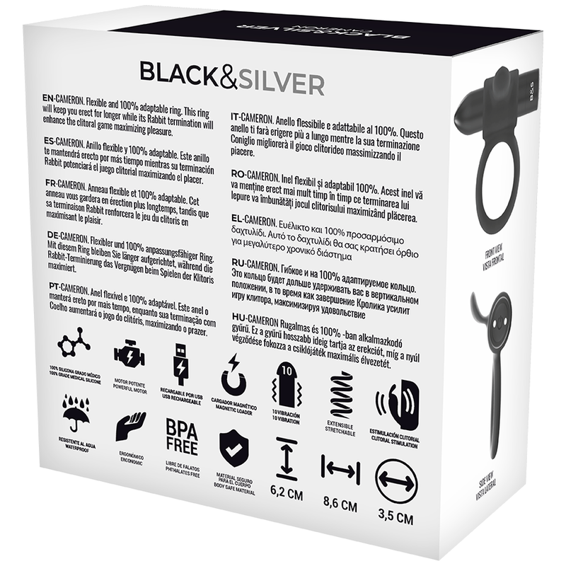 Black&Silver - Anel Recarregável Cameron Preto
