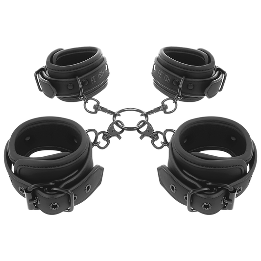Fetish Submissive Conjunto de Algemas de Mãos e Tornozelo Com Forro de Noprene