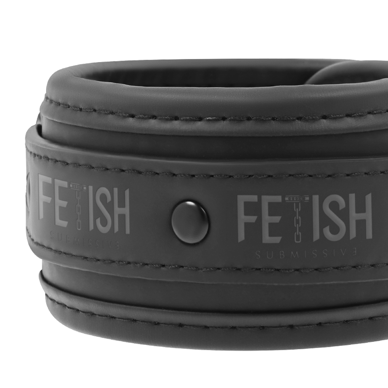 Fetish Submissive - Colar e Algemas de Couro Vegano com Forro de Noprene