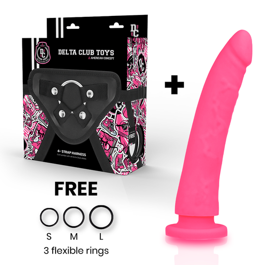 Delta Club Arreio de Juguetes + Dildo Rosa de Silicona 20 Cm -o- 4 Cm