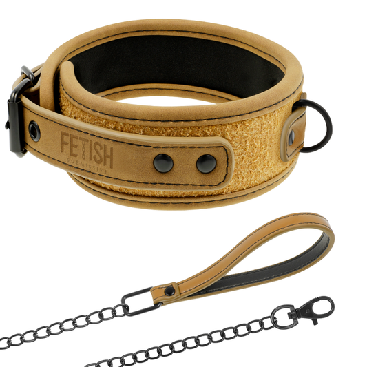 Fetish Submissive Origen Colar Forro de Neoprene Com Corrente