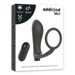 Addicted Toys Anillo para Pene con Control Remoto Plug Anal Negro Recargable