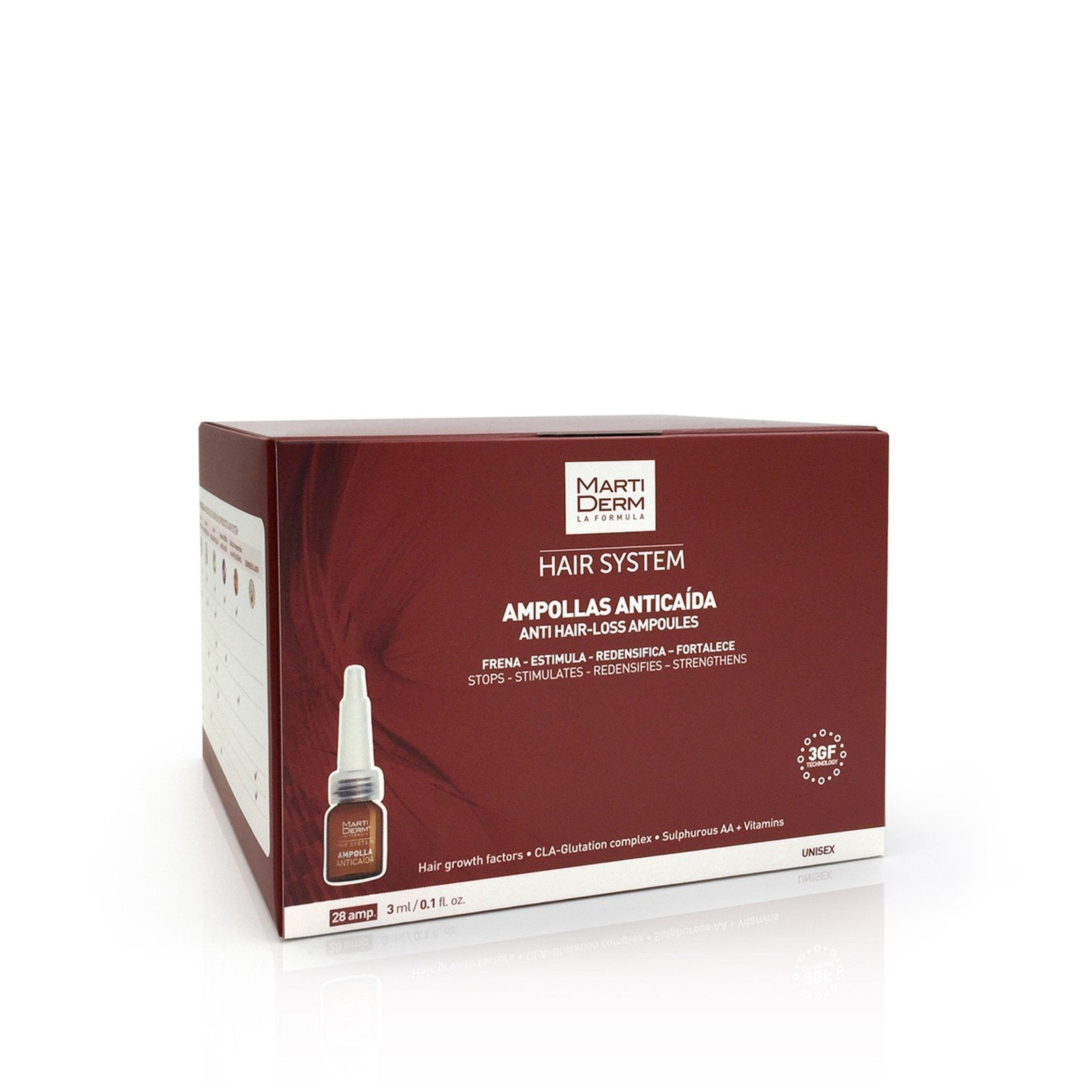 Martiderm Hair System 3GF Ampolas Anti Hair Loss x28