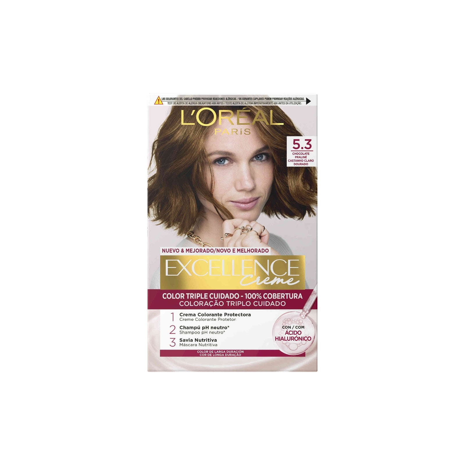 L'Oréal Paris Excellence Coloração Creme 5.3 Castanho Claro Dourado 1 un