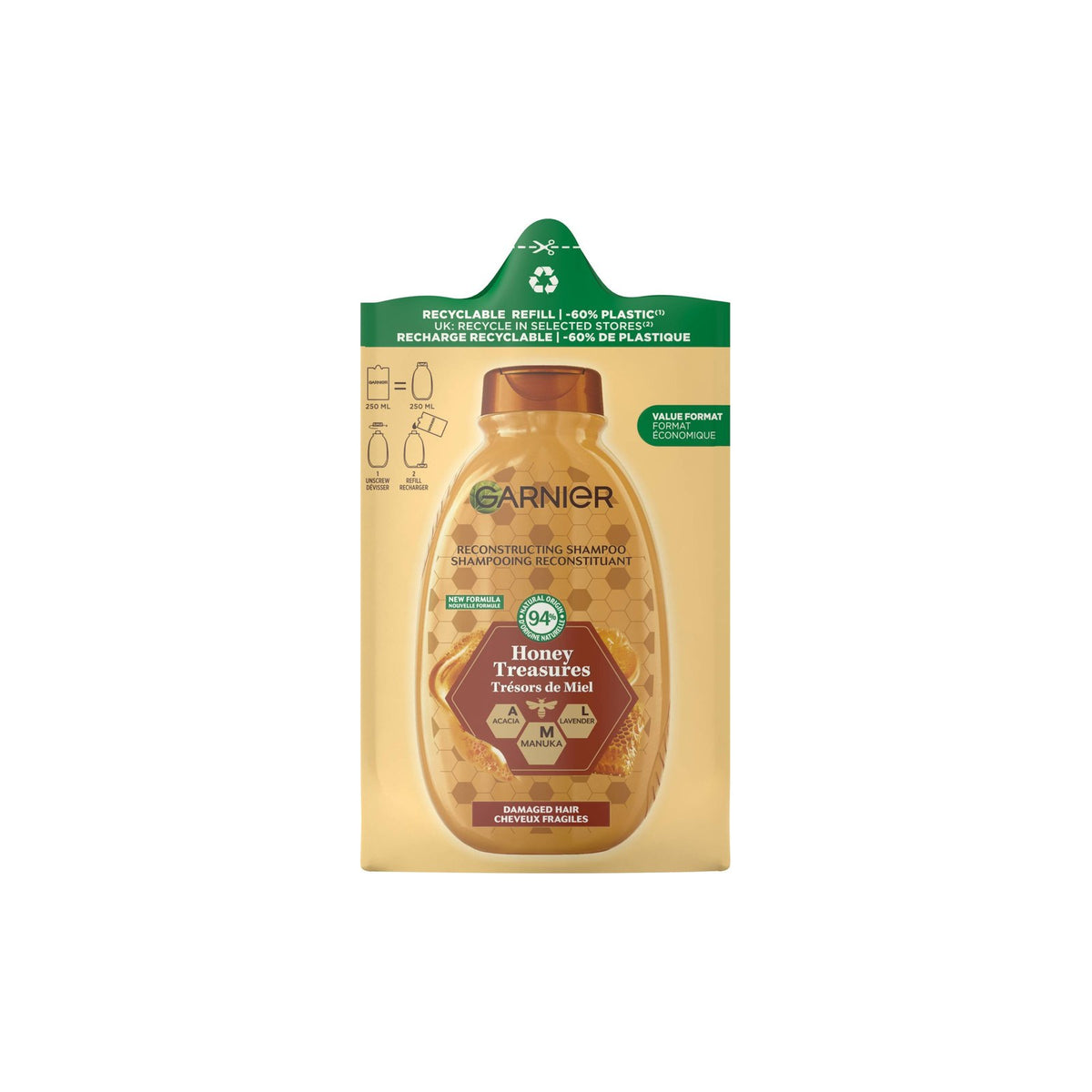 Garnier Ultra Suave Tesouros de Mel Champô Refill 250 ml
