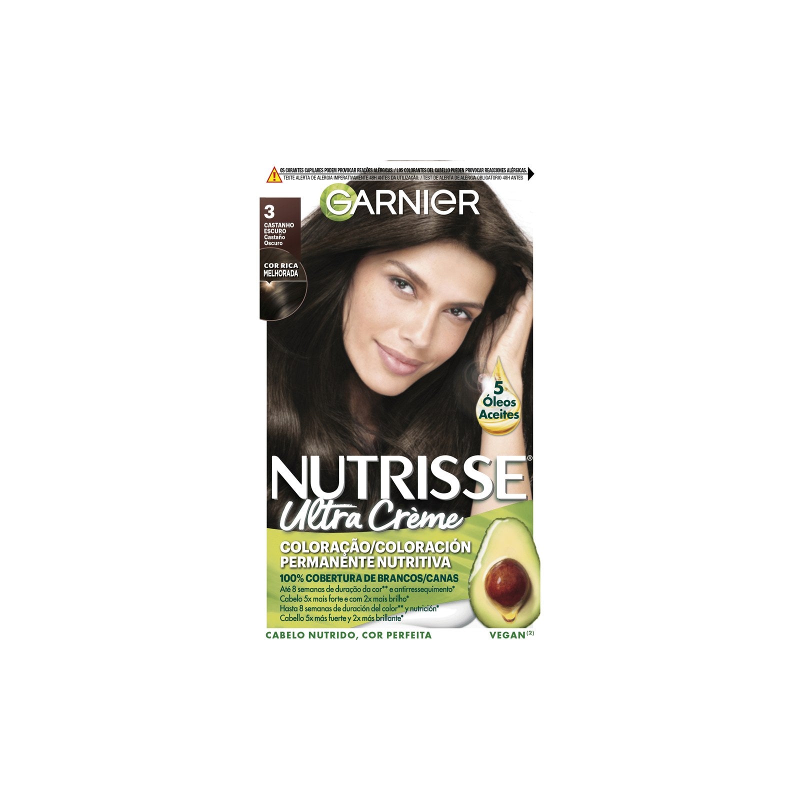 Garnier Nutrisse Coloração Permanente 3 Castanho Escuro 1 un