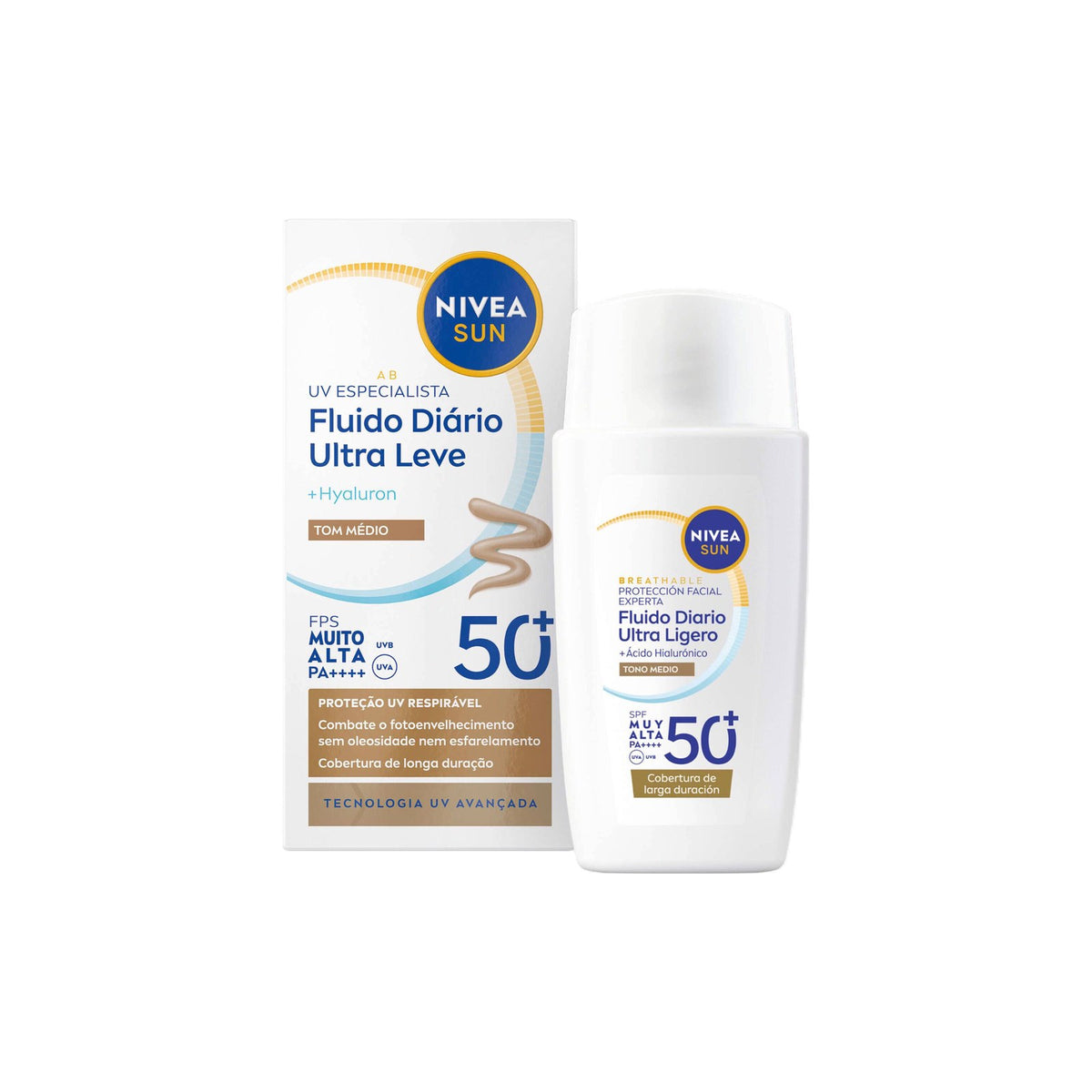 Nivea Sun Fluido Rosto Diário com Cor Médio FPS 50+ 40 ml