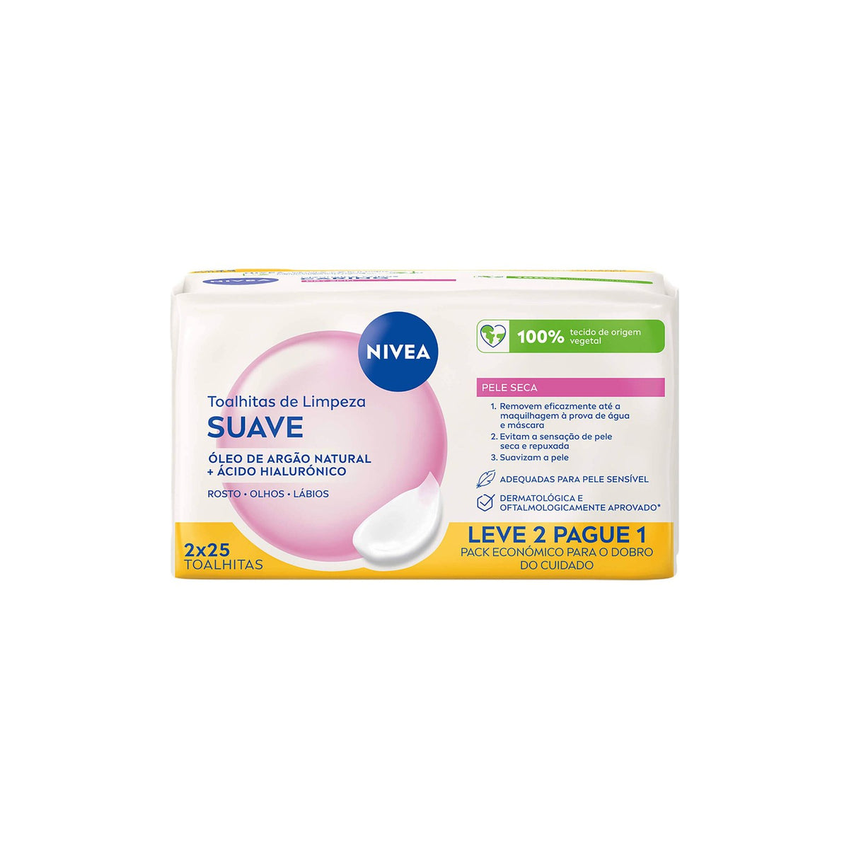 Nivea Toalhitas de Limpeza Suaves 3 em 1 2x25 un 50 un