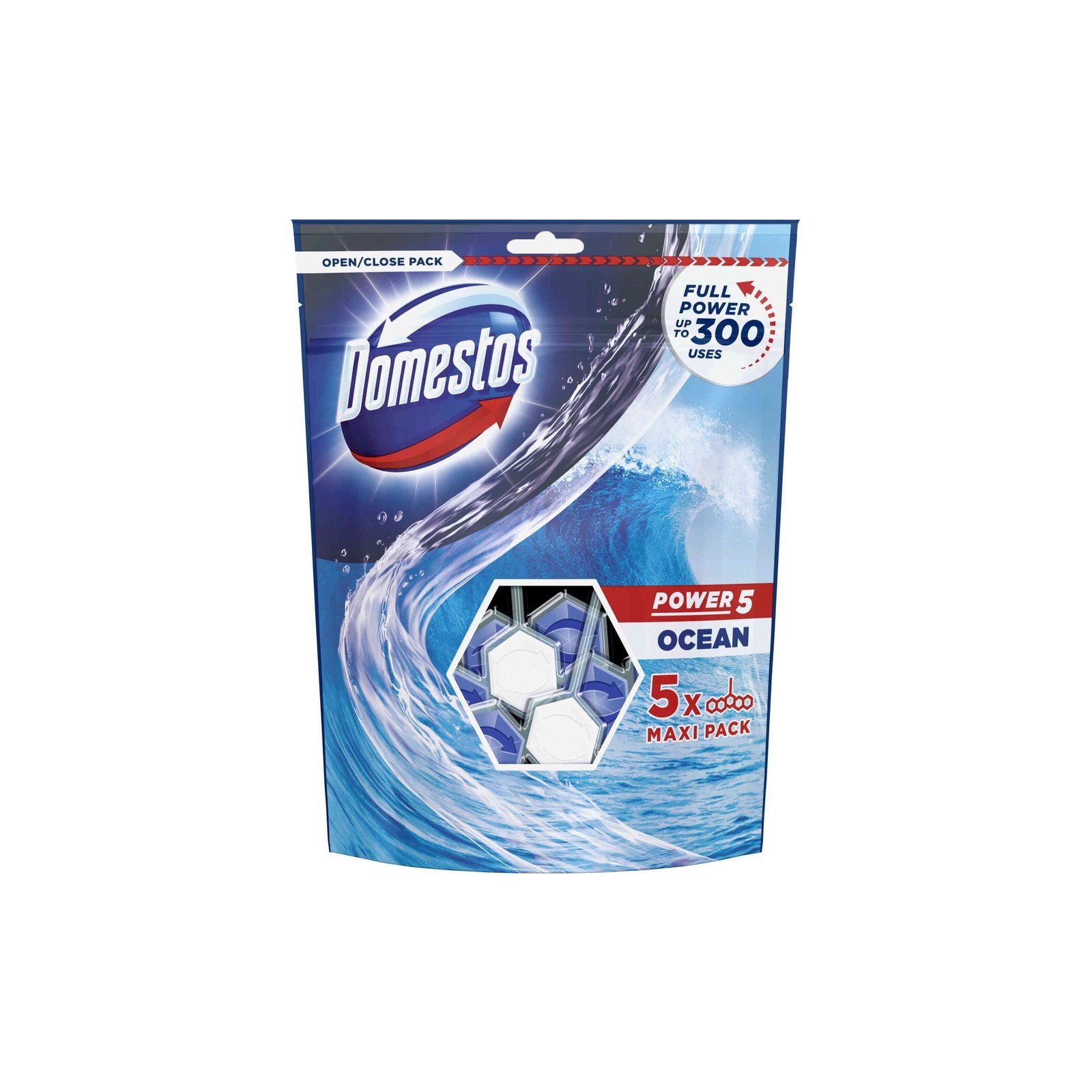 Bloco Sanitário Domestos Power 5 Ocean 250 g 5 un