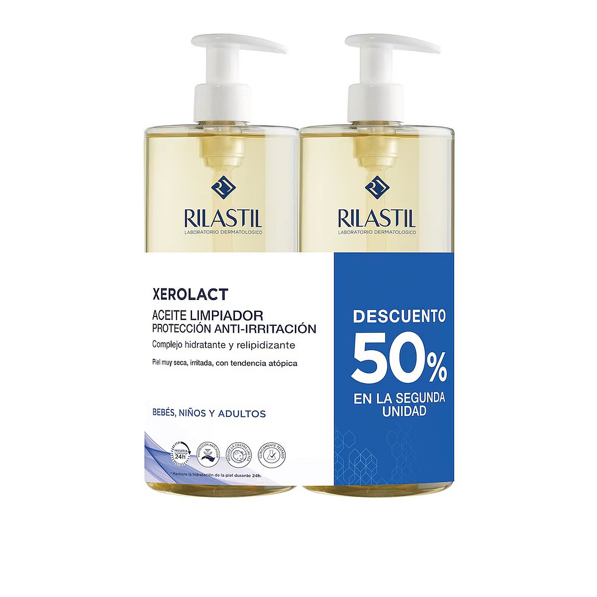 Rilastil Xerolact Cleansing Oil Protective and Anti-Irritation 2x1L