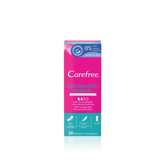 Carefree Cotton Pensos Diários sem Fragrância S/M 20 un — embalagem