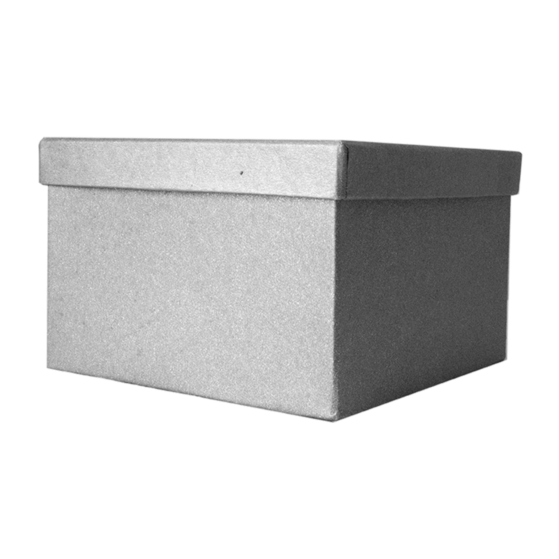 Caja de regalo cuadrada con purpurina.