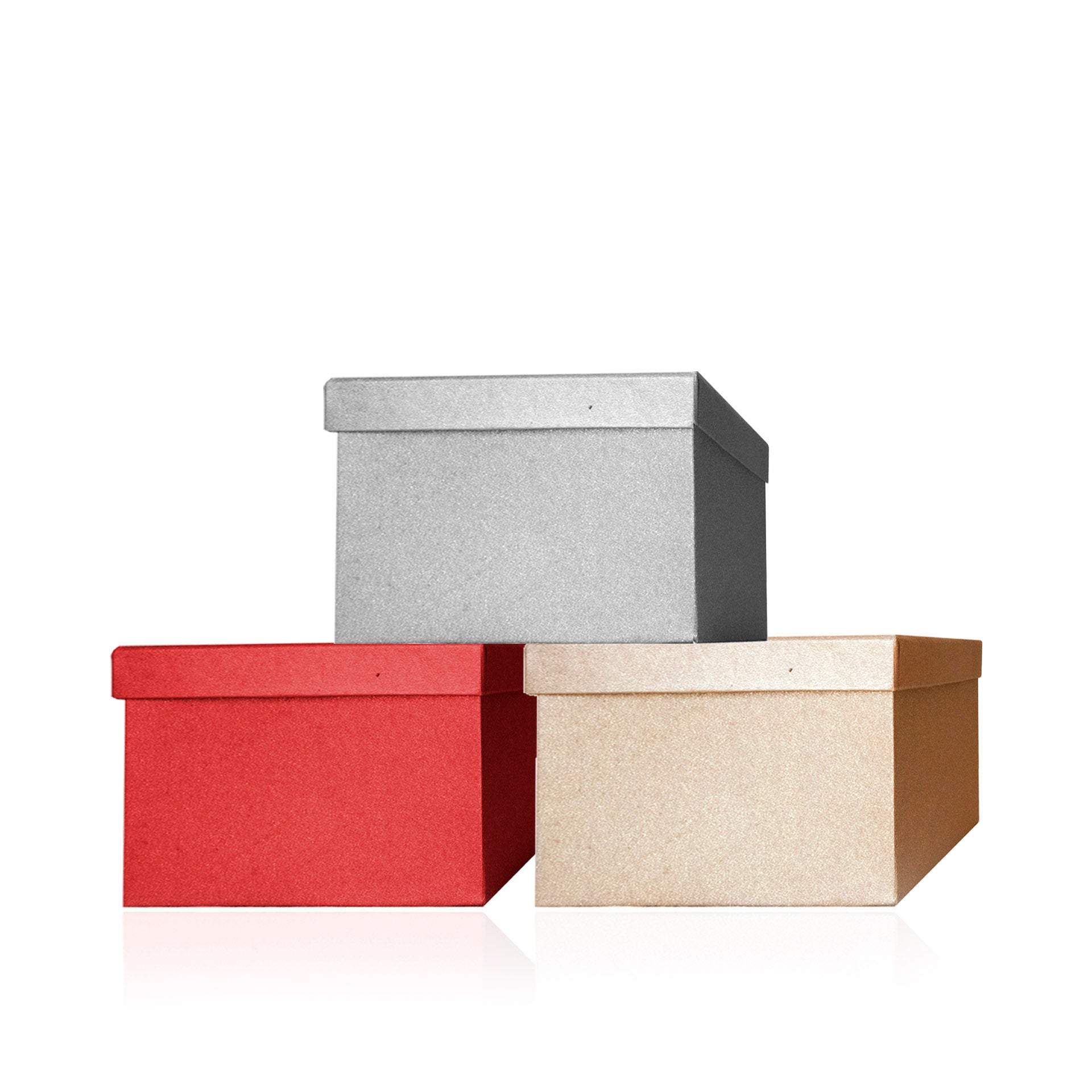 Caja de regalo cuadrada con purpurina.