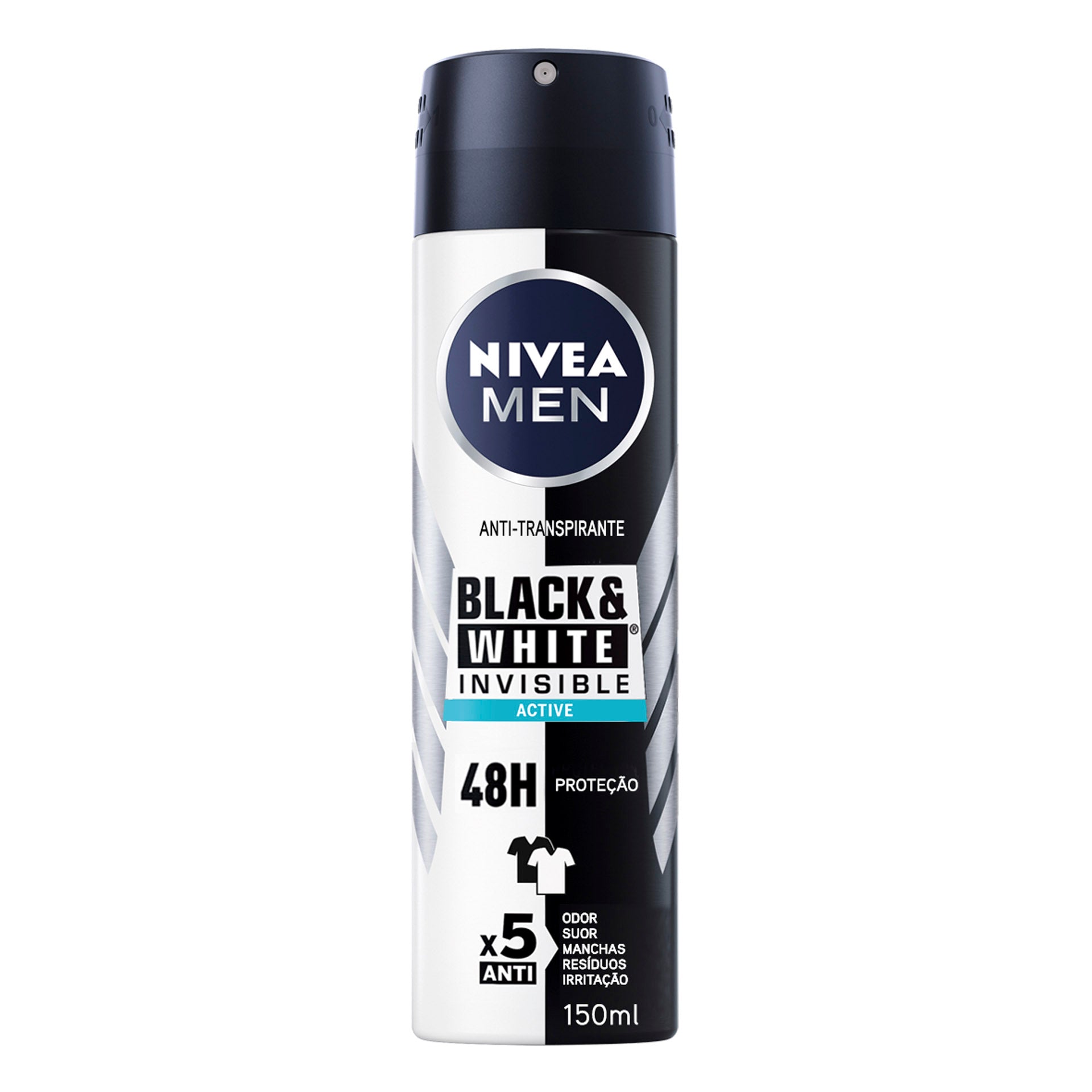 Nivea Men Desodorante en Spray Invisible para Blanco y Negro Activo 150 ml