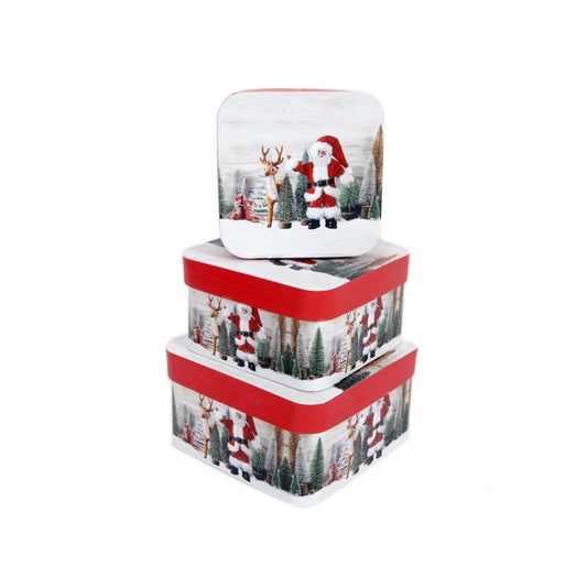 Conjunto 3 Caixas Quadradas Paisagem Natal