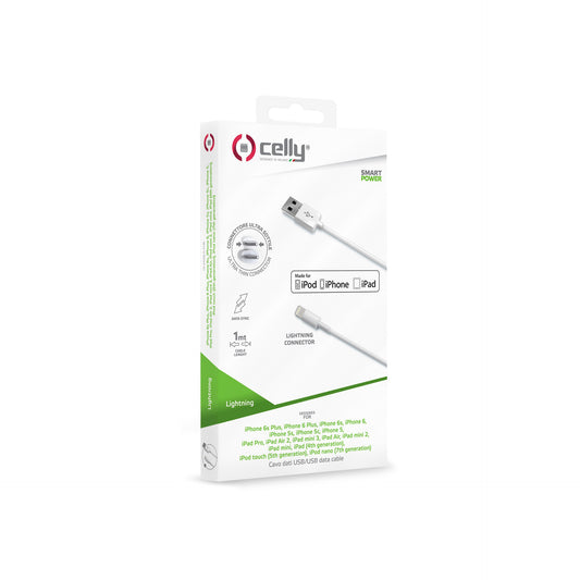 Cable de carga/sincronización Celly Lightning 1m blanco
