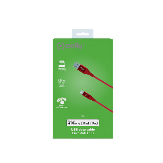 Cable de carga/sincronización Celly Lightning 1 m rojo