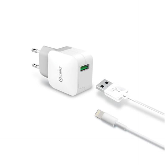 Cargador de Pared Celly + Cable 5V Blanco