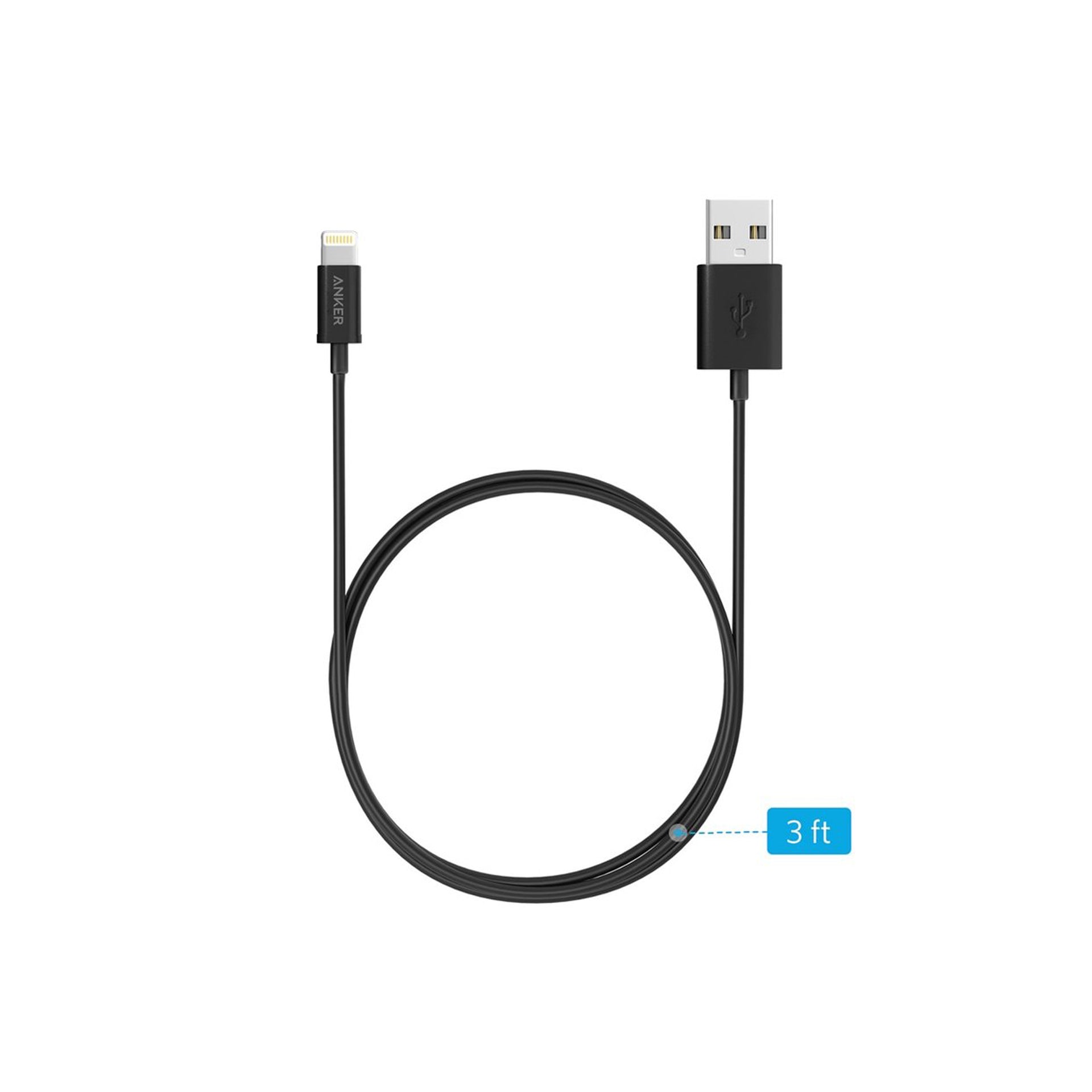 Anker Cable Lightning PVC 3ft Blanco