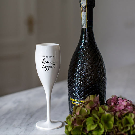 Koziol Flute 100 ml Branco Cheers Make Your Dreams Happen