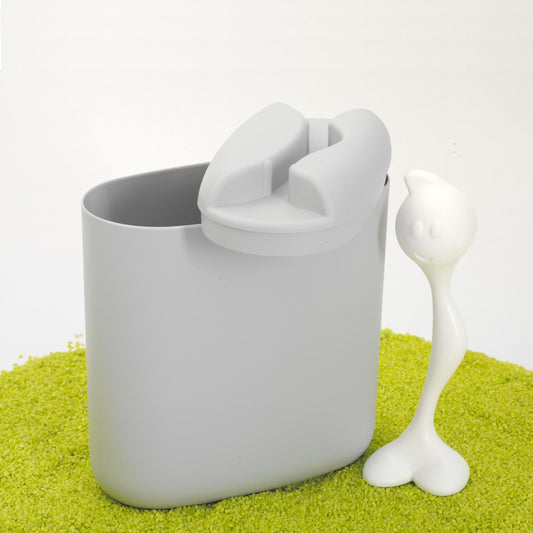Koziol Caixa grande para guardar alimentos cinza com colher