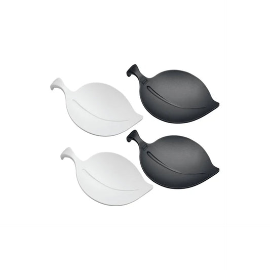 Juego de 4 tazones multiusos Koziol Leaf-On negro/blanco
