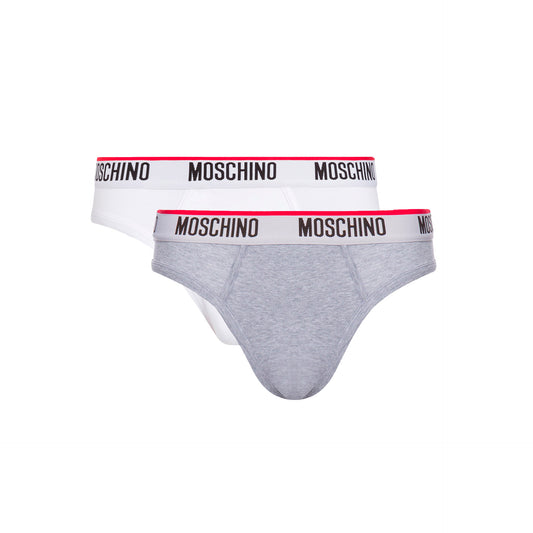 Moschino Cueca Algodão Branca/Cinza - Pack 2
