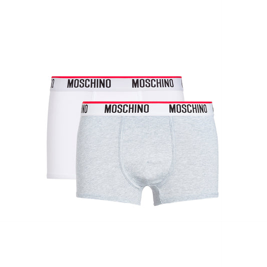 Moschino Boxer Algodão Branco/Cinza - Pack 2