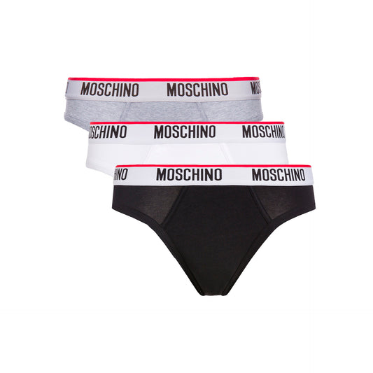 Moschino Cueca Algodão Branca/Preta/Cinza - Pack 3