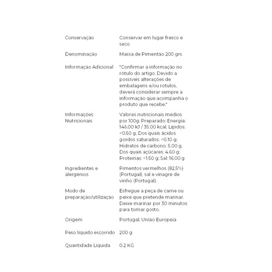 Dom Duarte Tempero de Massa de Pimentão 200 gr