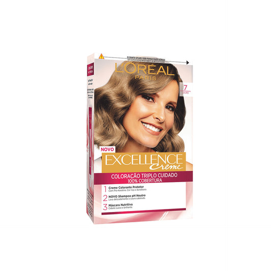 L'Oréal Excellence Coloração Permanente Creme Louro 7 — embalagem