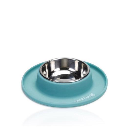Beeztees Comedouro para Cão/Gato Aço Inoxidável Base Silicone Menta 19 cm