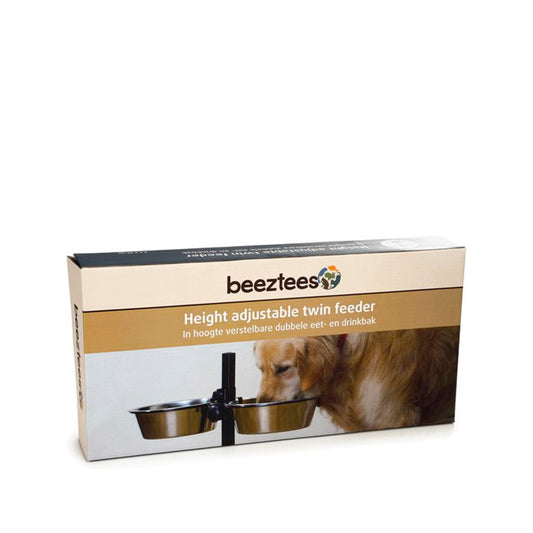 Beeztees Comedero doble para perros de acero inoxidable con soporte 2 x 2530 ml