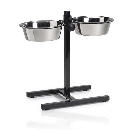 Beeztees Comedero doble para perros de acero inoxidable con soporte 2 x 2530 ml