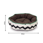 Beeztees Mukke Cama para Gatos Negro/Blanco Verde Detalles 45 x 45 x 12 cm