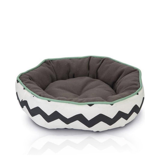 Beeztees Cama para Gato Mukke Preto/Branco Detalhes Verdes 45 x 45 x 12 cm
