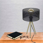 Candeeiro de Mesa Metal Preto Base Tripé