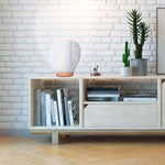 Candeeiro de Mesa Metal Arame Branco Forma de Bola