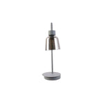 Candeeiro de Mesa Cinza Vidro Fumado Forma de Sino