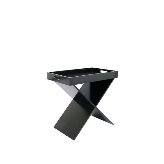 Mesa Auxiliar con Bandeja Extraíble Negra 32 x 48 x 48 cm