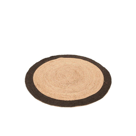 Alfombra redonda de yute con borde negro D120 cm